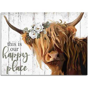 Cow Wall Art- Canvas Poster for Home-Farmhouse Kitchen Decor(10"x15")